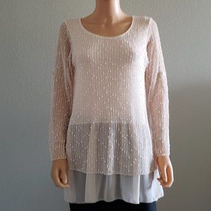 Italian Pink Mesh Blouse Sweater Tunic sz M Italy